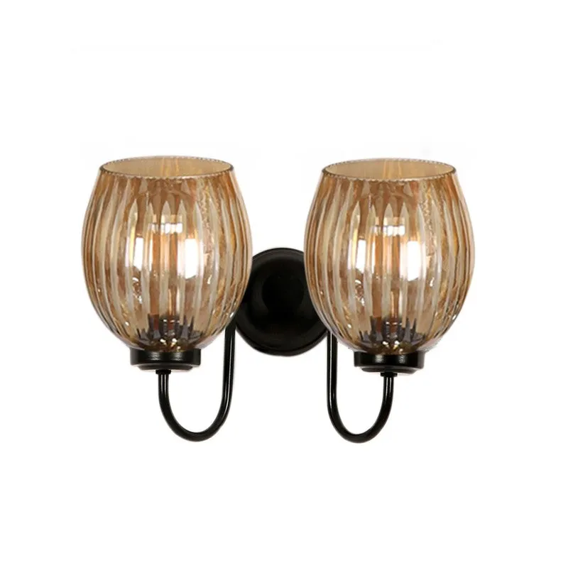 Warm Amber Dual Shade Glass Wall Lamp media 6