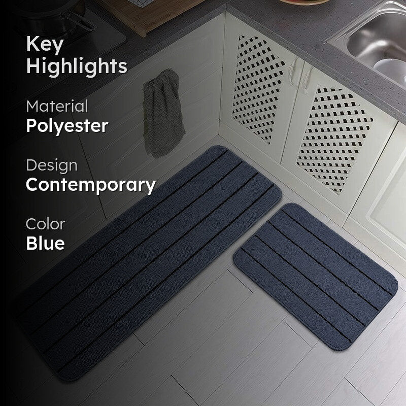 CozyLines Kitchen Floor Mats (Blue) - Set of Two media 2