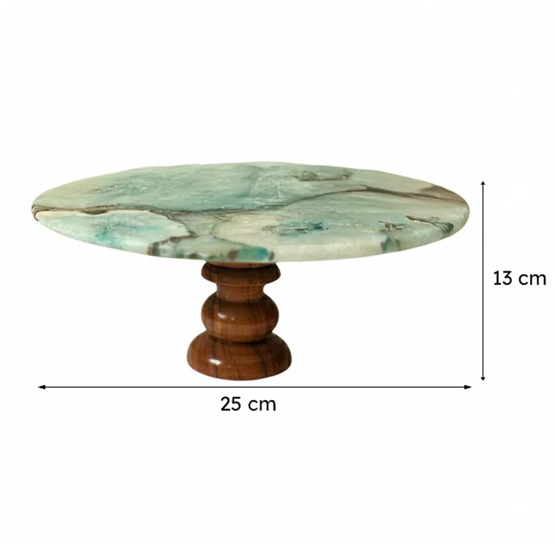 Emora Handcrafted Agate Cake Stand - Turquoise media 5
