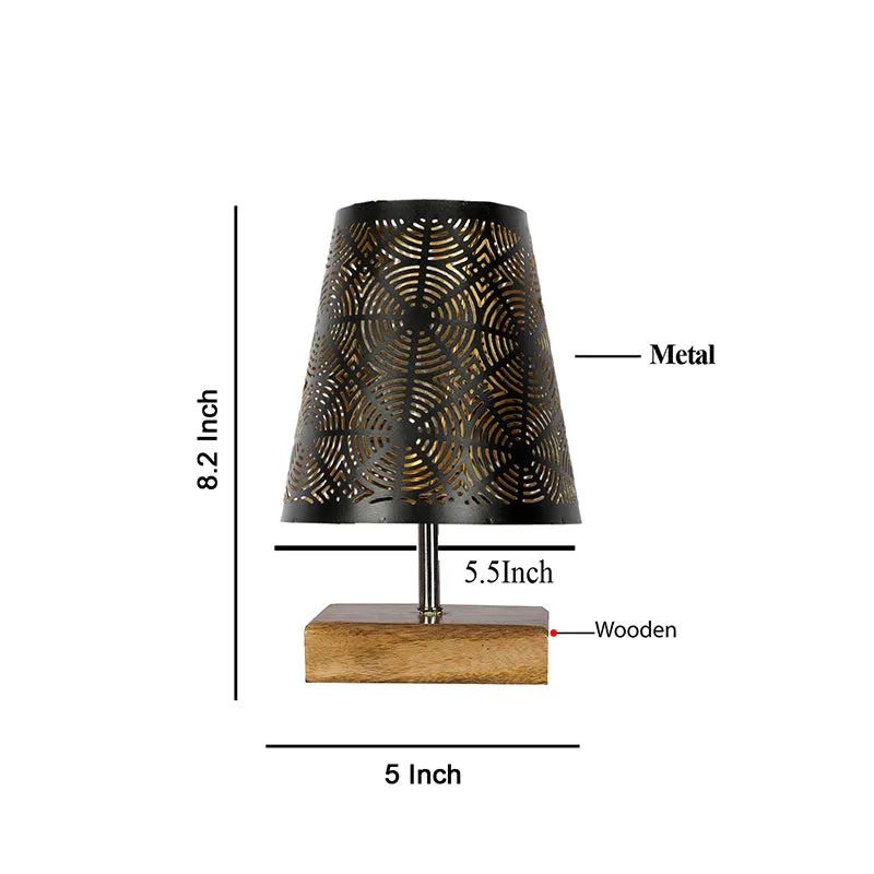 Niksha Etched Metal Table Lamp - Black media 5