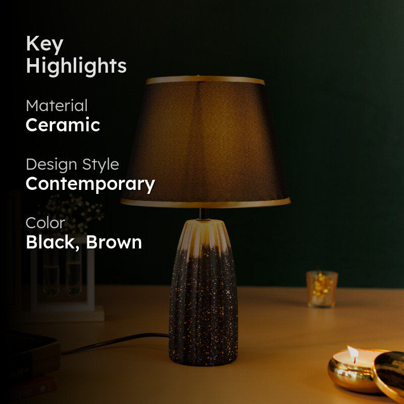 Ebla Ceramic Table Lamp - Black,Brown media 2