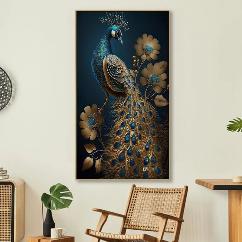 Celestial Peacock Canvas Wall Painting With Frame media 3