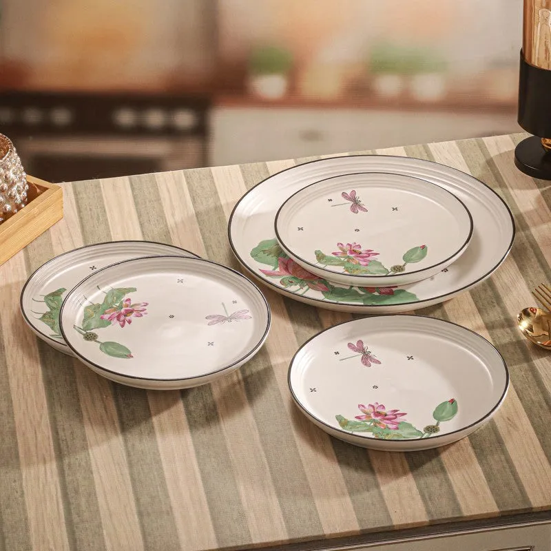 Dragonfly Bloom 4 Quarter Paltes with 1 Dinner Plate - Five Piece Set media 4