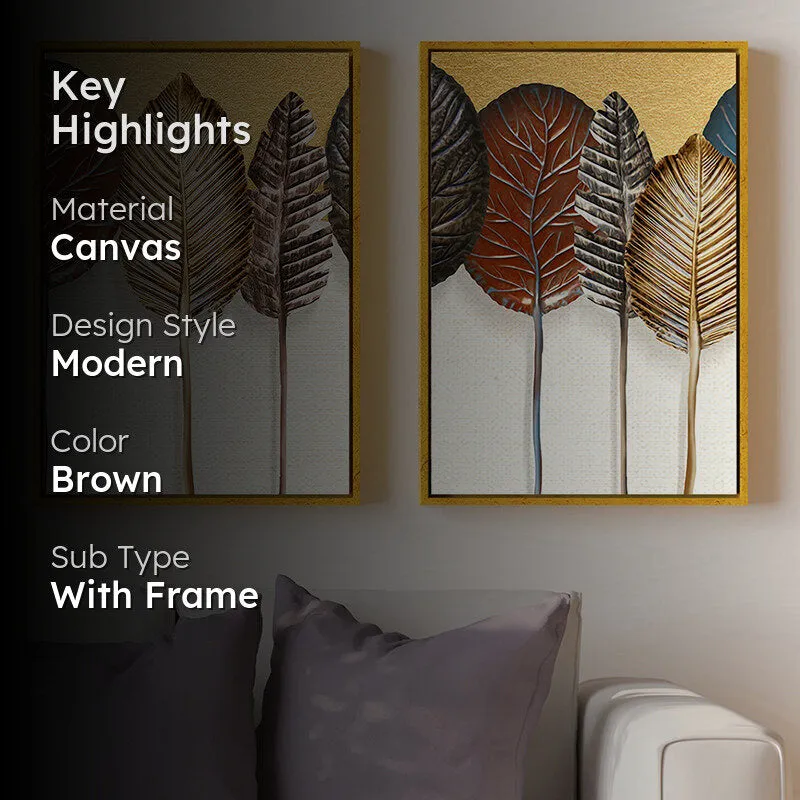 Textured Leaves Wall Art - Set Of Two media 2