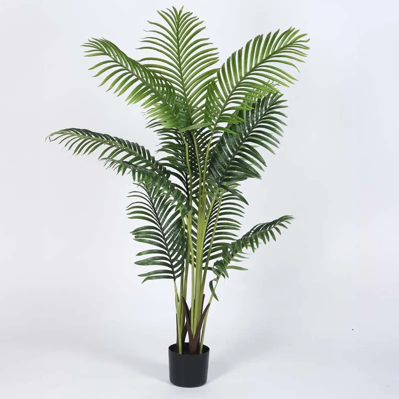 Faux Lush Dypsis Areca Plam Plant With Black Plastic Pot -5 Feet media 3