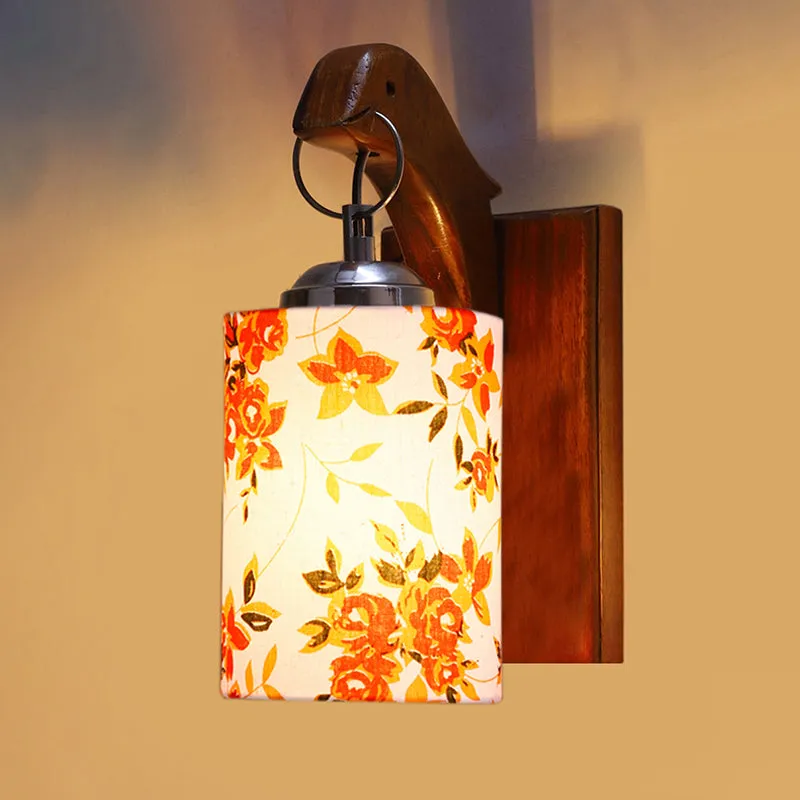 Estrella Printed Wooden Wall Lamp - Orange media 5