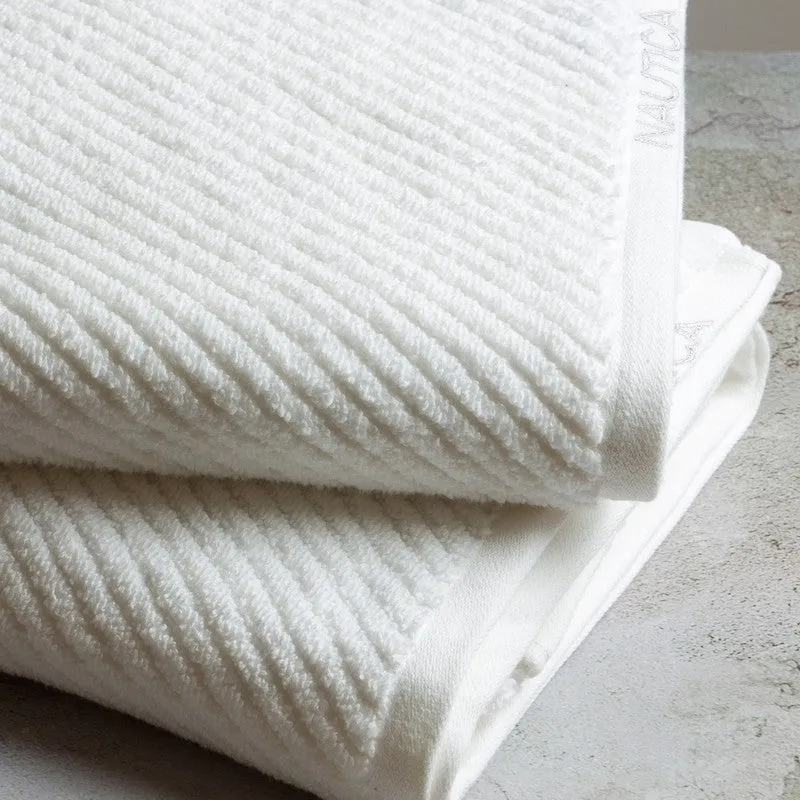 Nautica Riviera Soft Cotton Bath Towel (White) - Set Of Two media 4