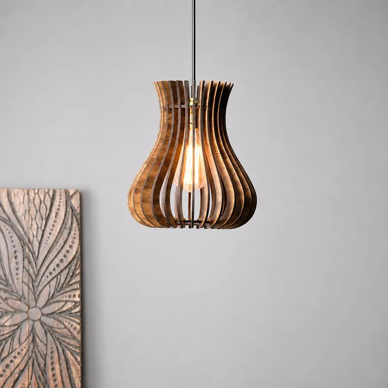 Curvy Cool Wooden Ceiling Lamp media 1