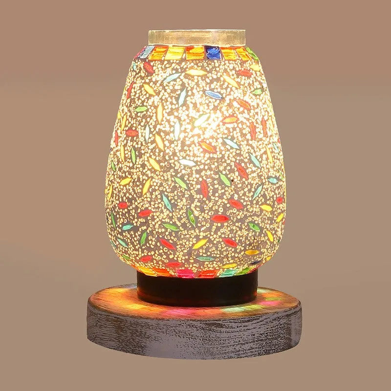 Starlia Glass Table Lamp With Wooden Base - Multicolor media 7