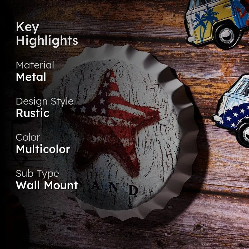 Star Fish Sand Bottle Cap Metal Wall Accent media 2