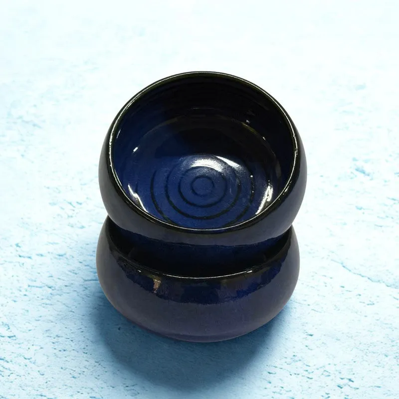 Nocturne Handcrafted Ceramic Dip Bowls (Blue,150 mL) - Set Of Two media 3