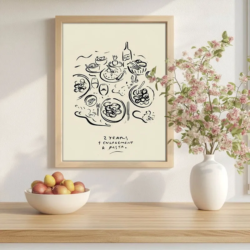 Abstract Dining Archival Canvas Wall Art - Brown media 1