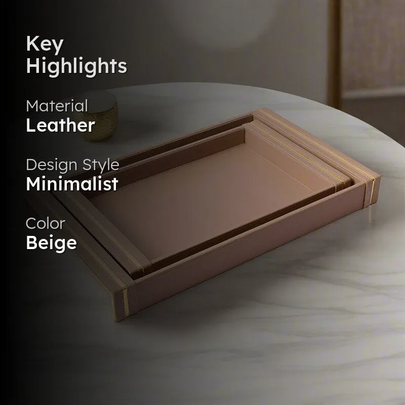 Ceastra Faux Leather Serving Tray - Beige media 2