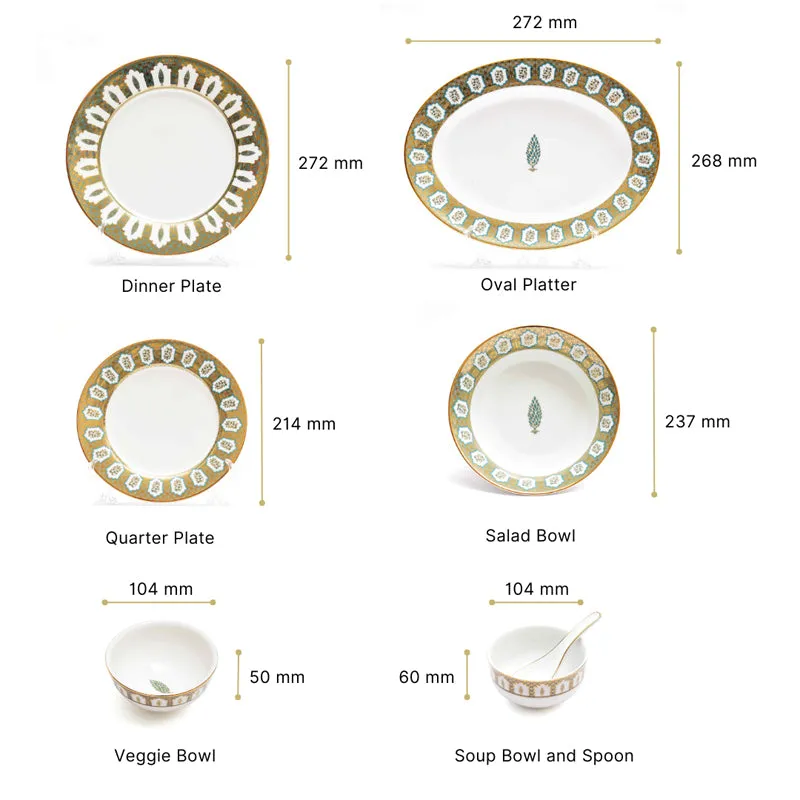 Gilded Chinar 24k Gold Brushed Porcelain Dinner Set - 33 Piece Set media 13