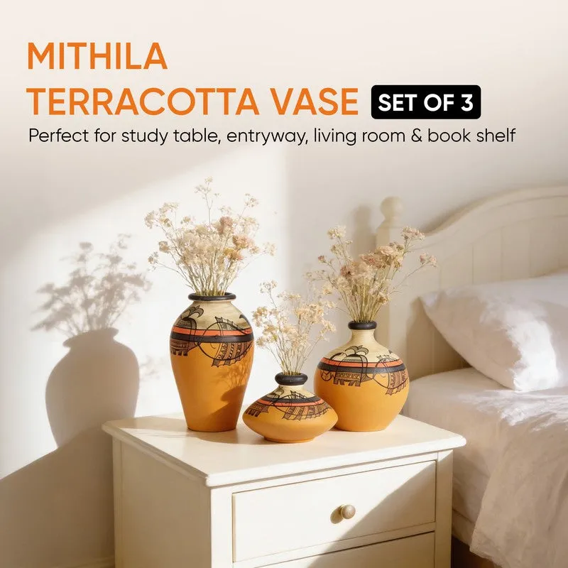 Melrose Tribal Terracotta Vase - Set Of Three media 5