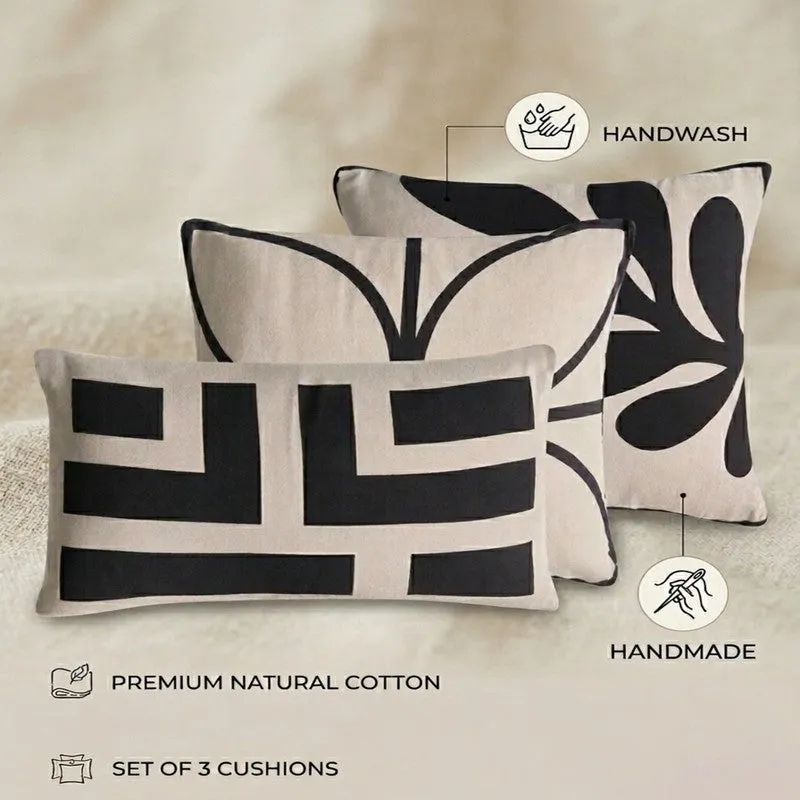 Print Style Printed Cotton Cushion Cover - Set of Three - 8