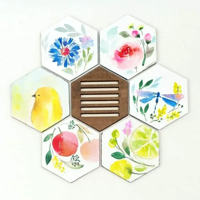 Trysta Nature Handpainted Coaster - Set Of Six media 3