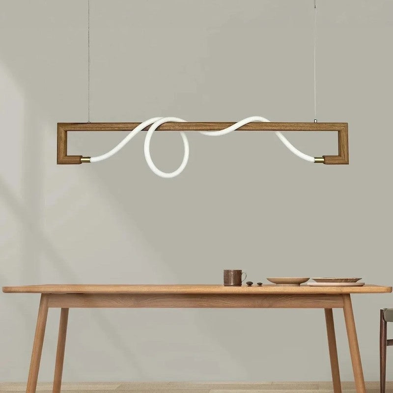 Wave LED Rose Wood Ceiling Lamp media 3