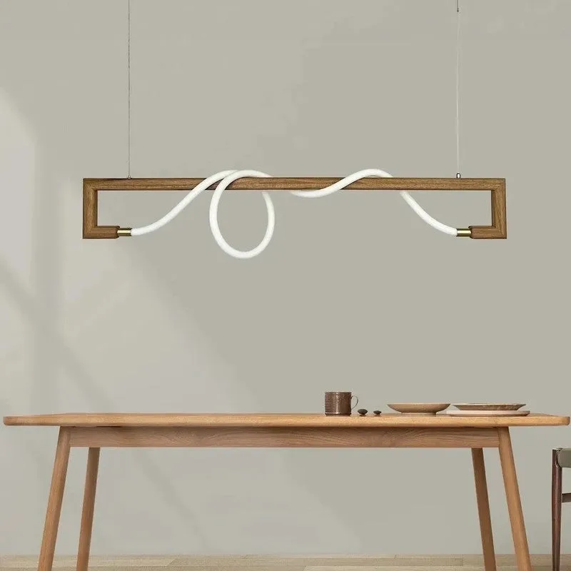 Wave LED Rose Wood Ceiling Lamp media 3
