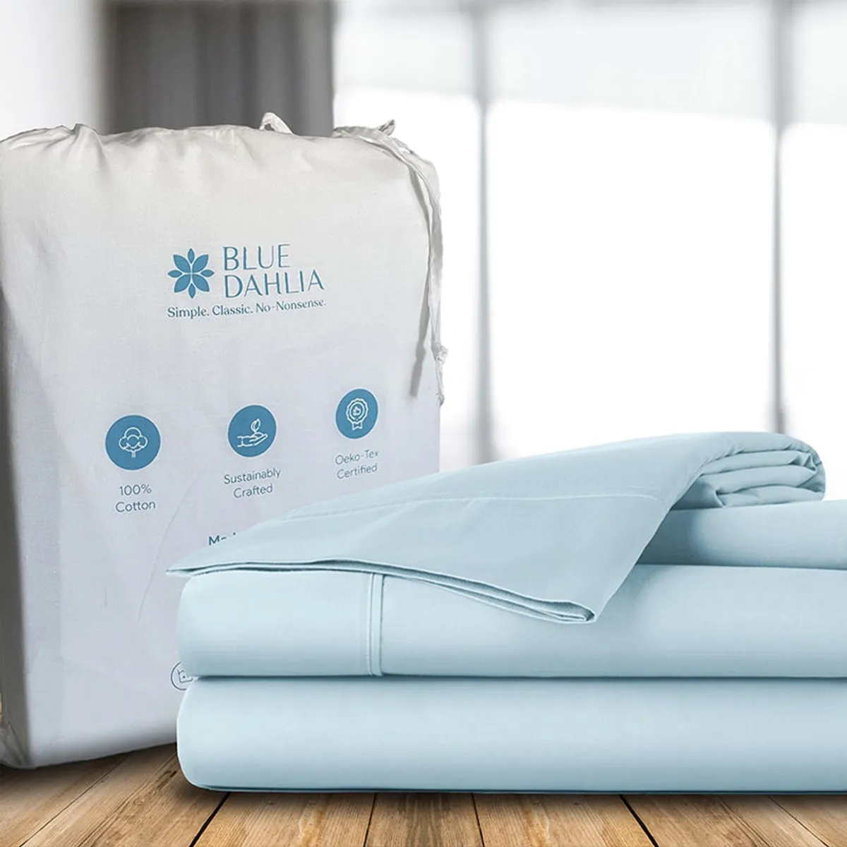 Maison Solid Cotton Pillow Cover (Pale Blue,400TC) - Set Of Two - 11