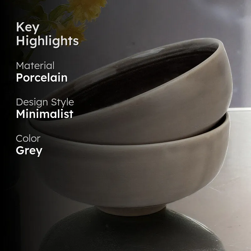 Caspian Porcelain Snack Bowl (Grey/850 mL) - Set Of Two media 2