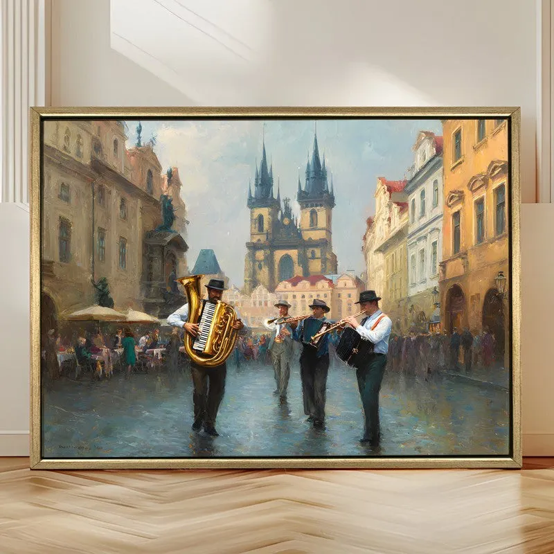 Oldtown Brass Canvas Wall Painting With Frame media 4