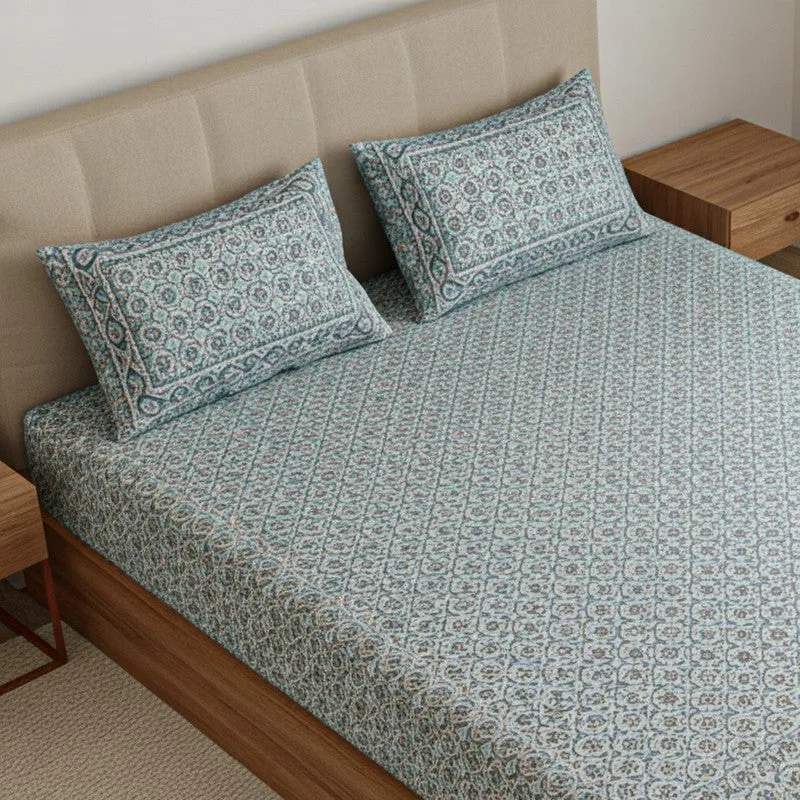 Aavni Cotton Bedsheet (Light Blue) - 180 TC media 3