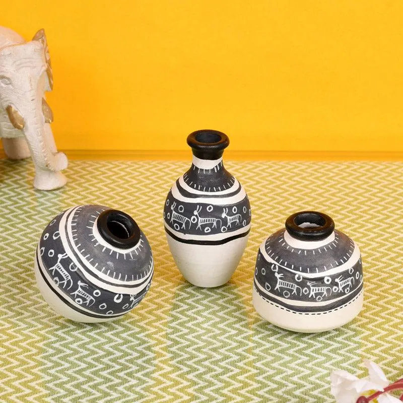 Rani Terracotta & Wood Wall Shelve With Pot - Four Piece Set media 4