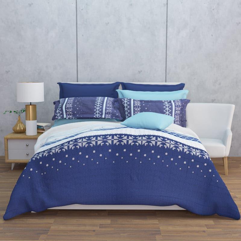 Mazaya Stripe Cotton Bedsheet (Blue) - 210 TC media 3