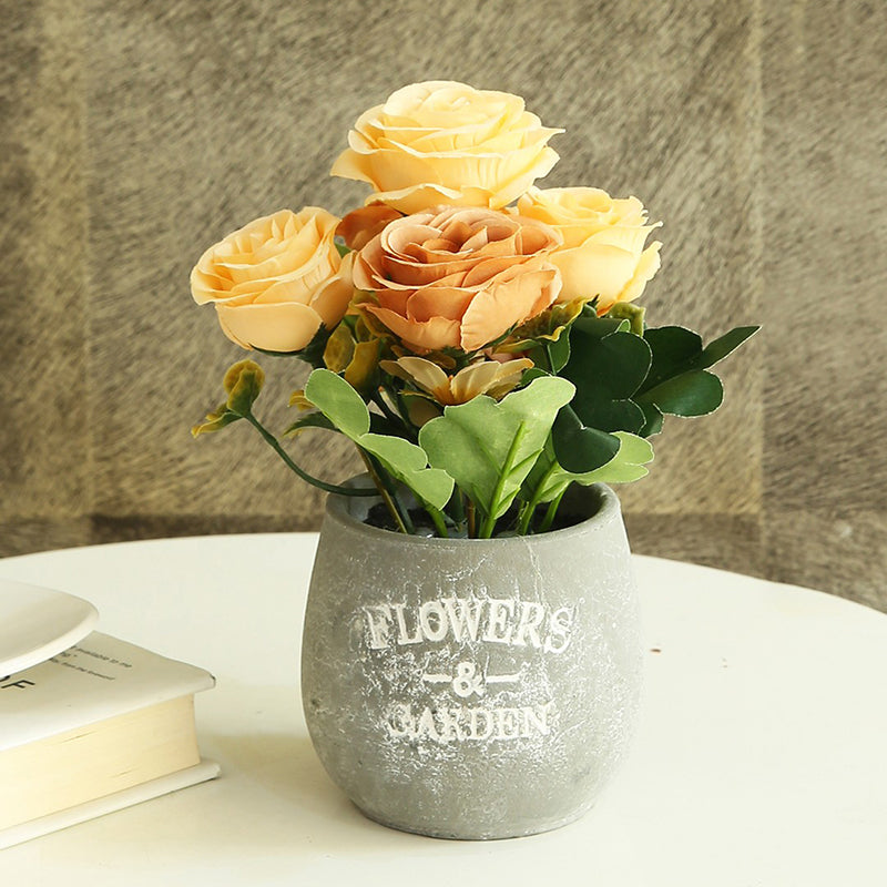 Eterna Rosa Artificial Yellow Rose With Pot