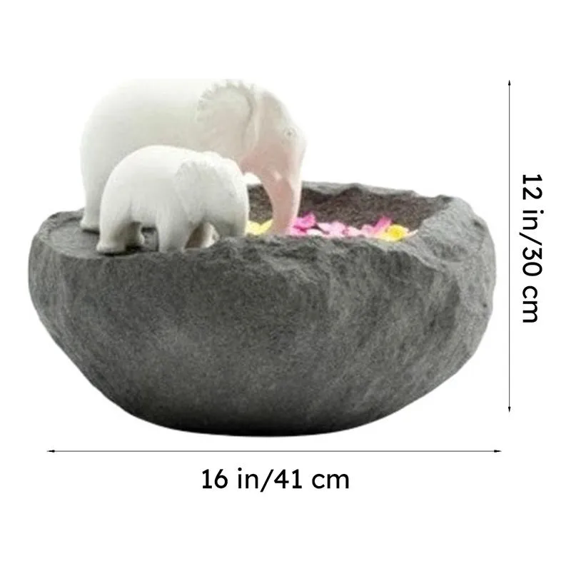 Hathi Stone Finish Round Resin Urli media 8