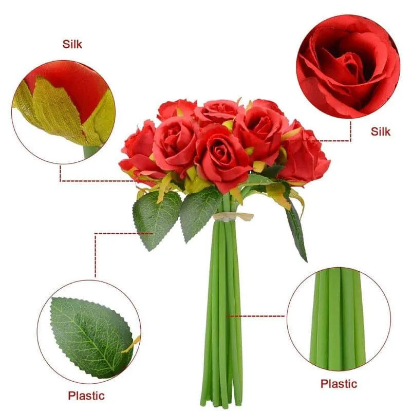 Faux Polyantha Rose Bunch (Red) - Set Of Twelve media 4
