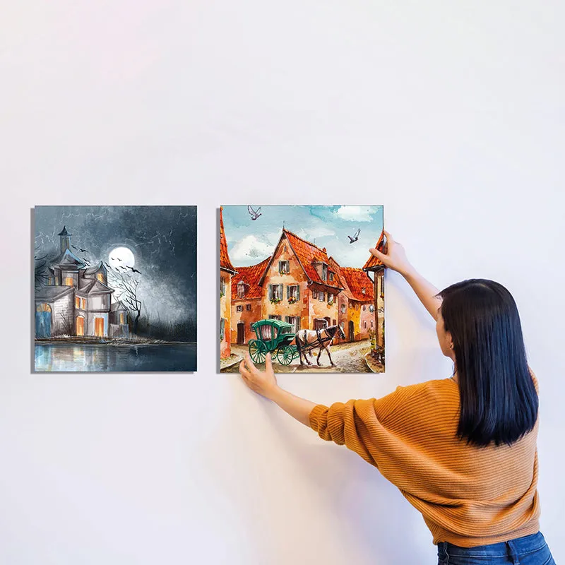 Phases Of City Canvas Wall Art - Set Of Two media 6
