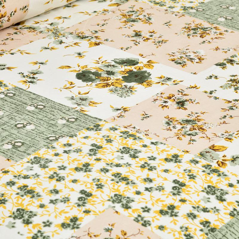 Buola Floral Cotton Bedsheet (Green,Yellow) - 160 TC media 5