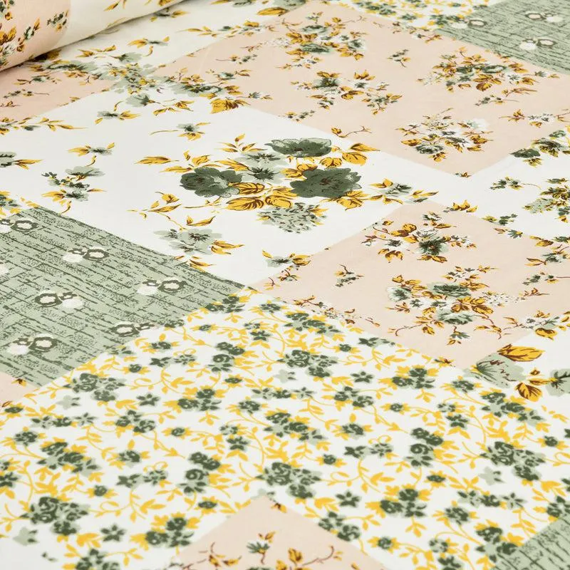 Buola Floral Cotton Bedsheet (Green,Yellow) - 160 TC media 5
