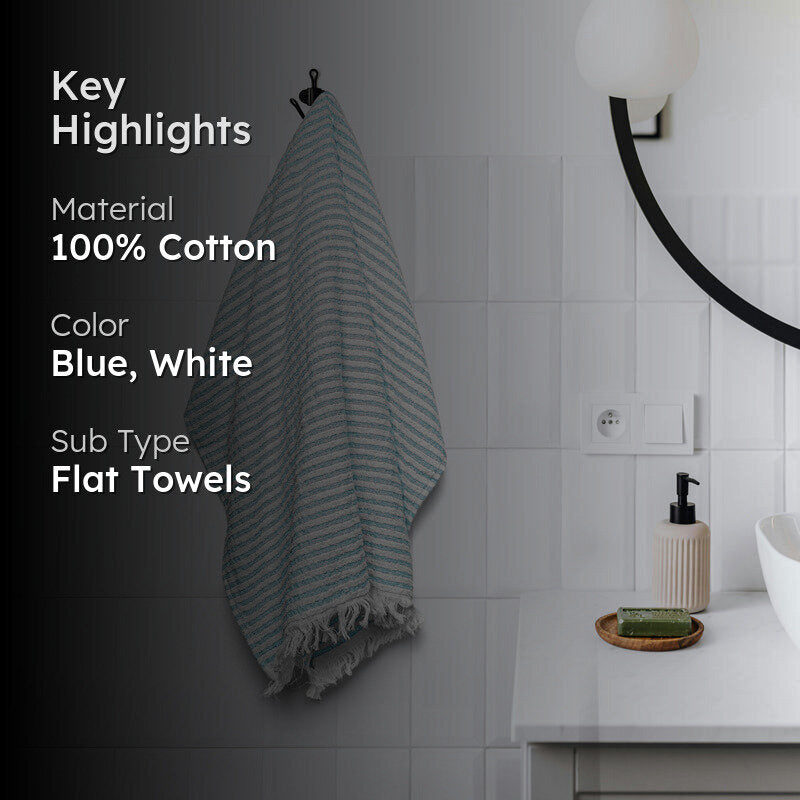 Micro Cotton LuxeDry Striped Comfort Bath Towel - Light Blue & White image 2