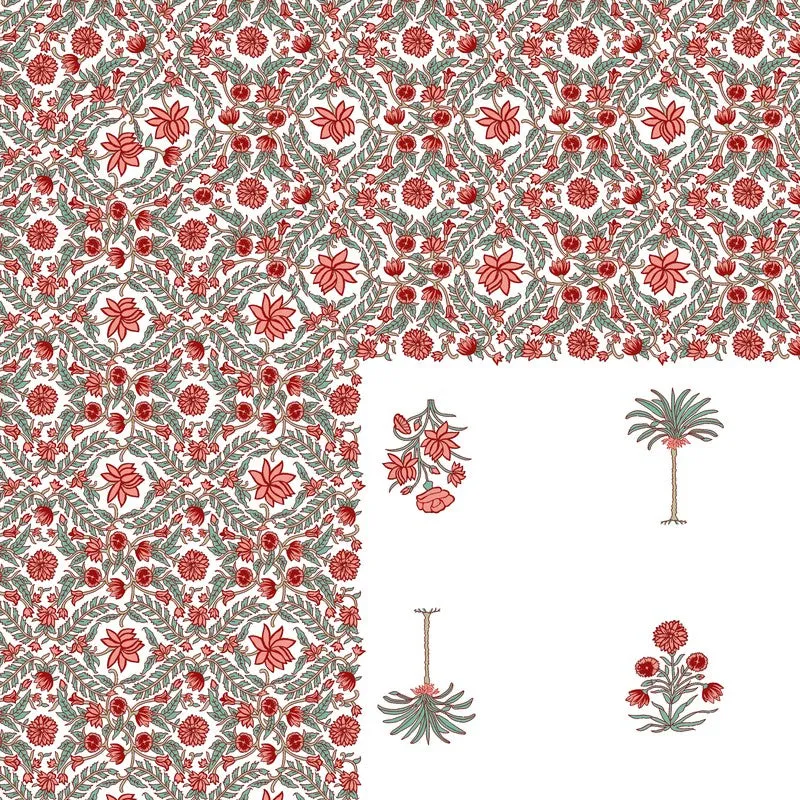 Rang Style Cotton Bedsheet (Red,Green,White) - 120 TC media 6