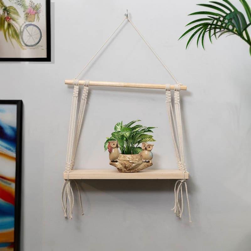 Olive Macrame Hanging Shelf media 3