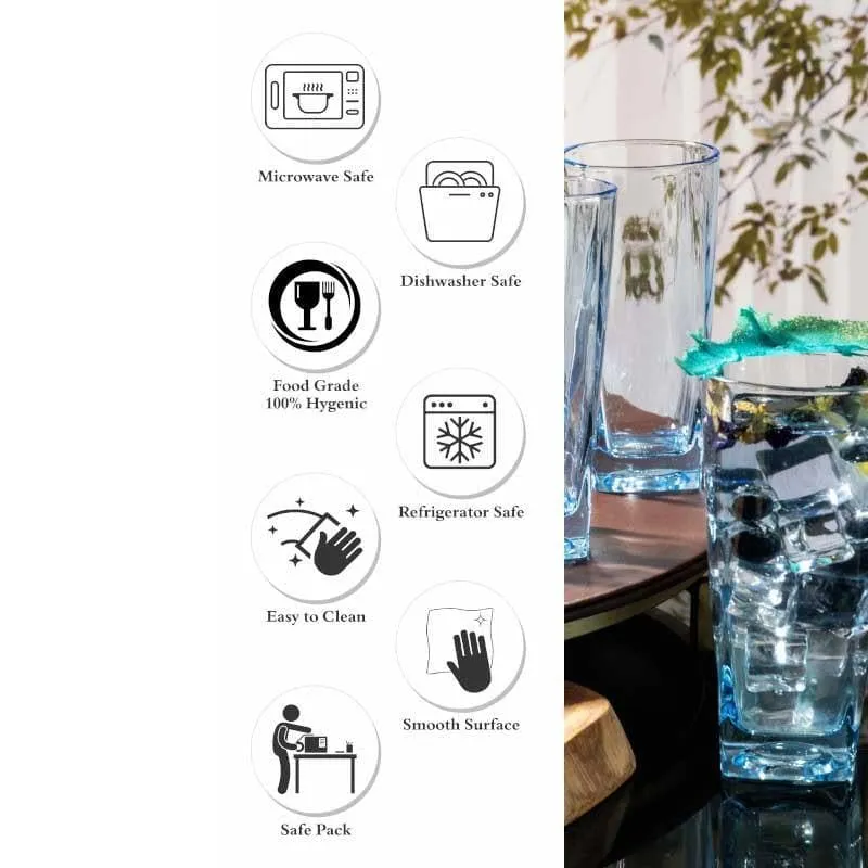 Groot Blue Glass Tumbler (240 ML) - Set Of Six media 5
