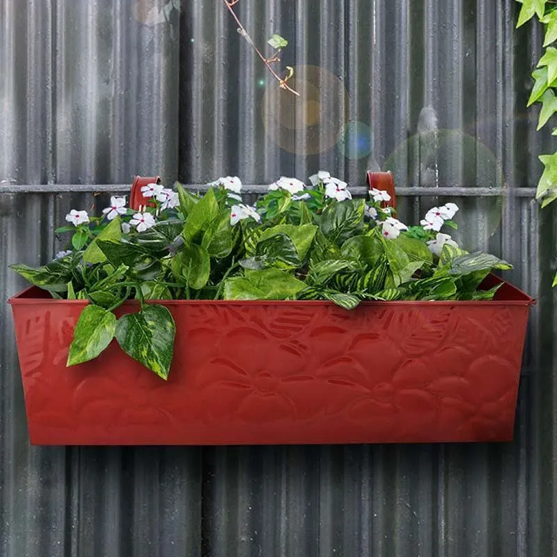 Embossed Rectangle Planter- Red media 1