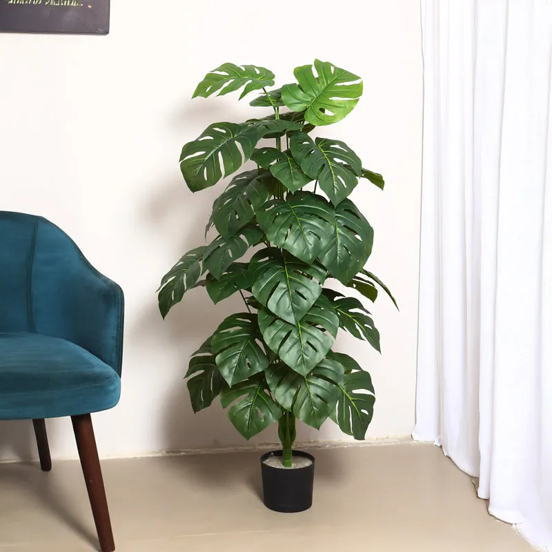 Monever Artificial Monstera With Black Plastic Pot - 4 Feet media 3