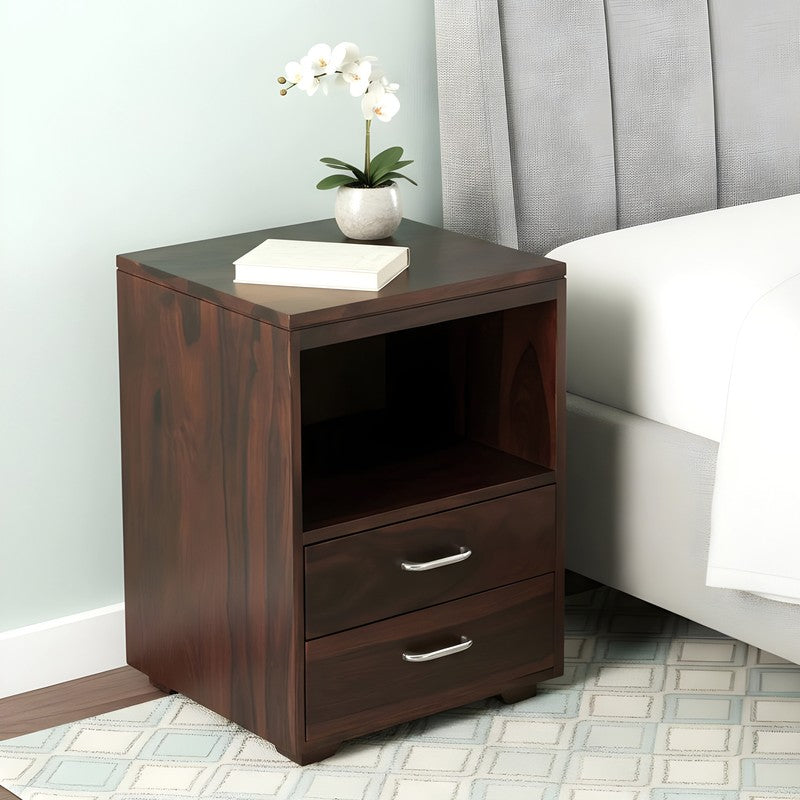 Uverix Sheesham Wooden Side & Bedside Table - Brown