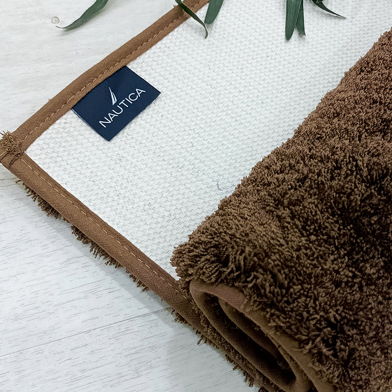 Nautica Cashmere Step Solid Anti-Skid Bath Mat (Tan & Brown) - Set Of Two media 5
