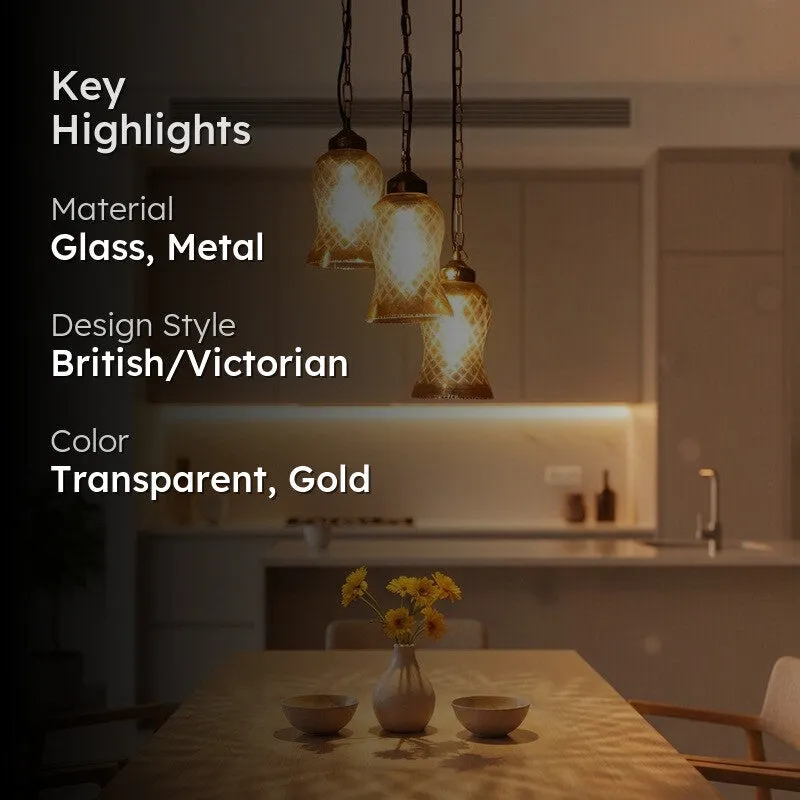 Zariya Glass Ceiling Lamp - Gold media 2