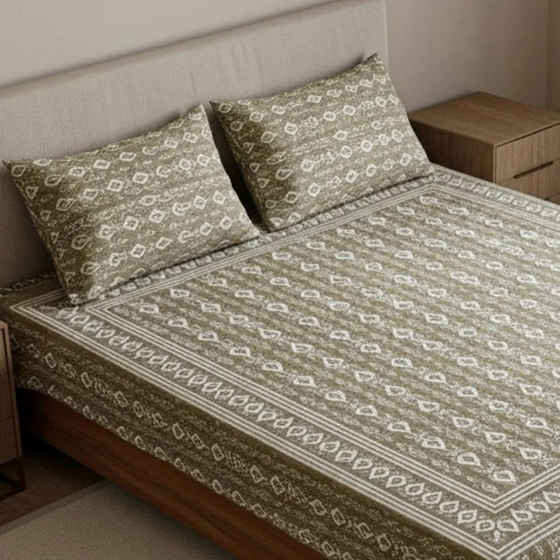 Keira Ethnic Cotton Bedsheet (Brown) - 180 TC media 3