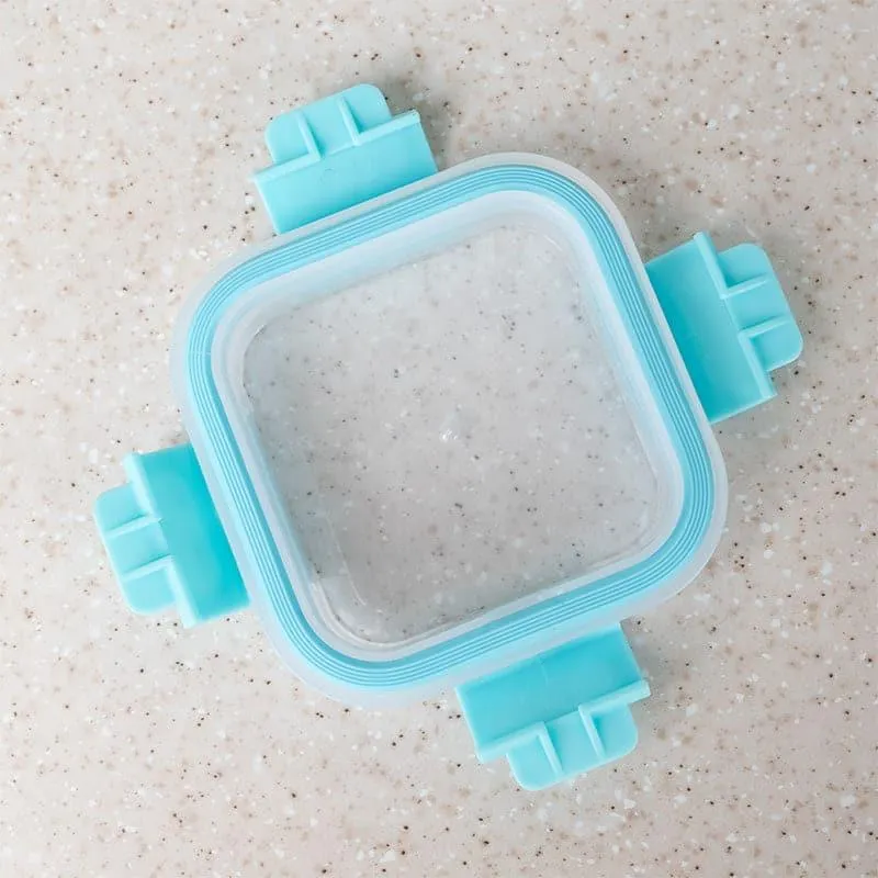Flavour Tight Square Lunch Box - Transparent & Blue media 5