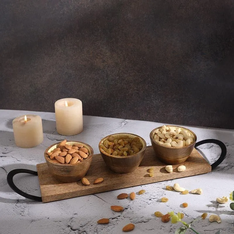Meya Wooden Platter With Bowl - Four Piece Set media 1