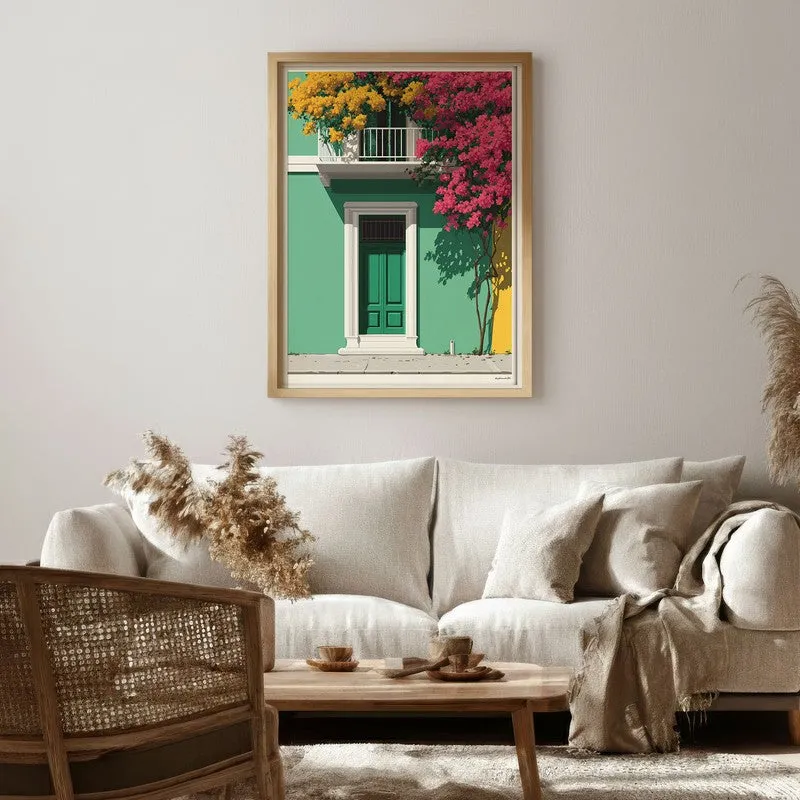 Petal Portico Canvas Wall Painting - Brown Frame media 1