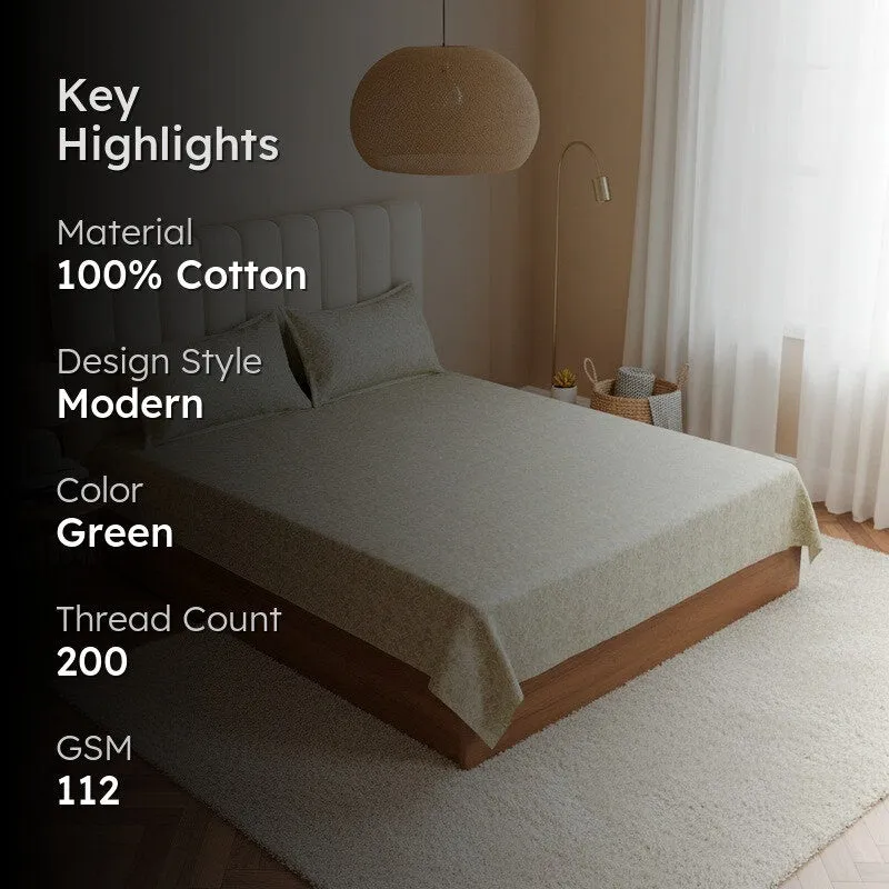 Caravel Floral Cotton Bedsheet (Green) - 200 TC media 2