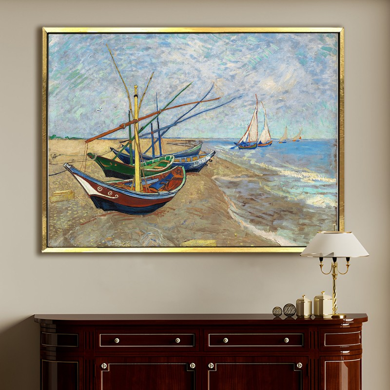 Seaside Mooring Canvas Wall Painting With Frame